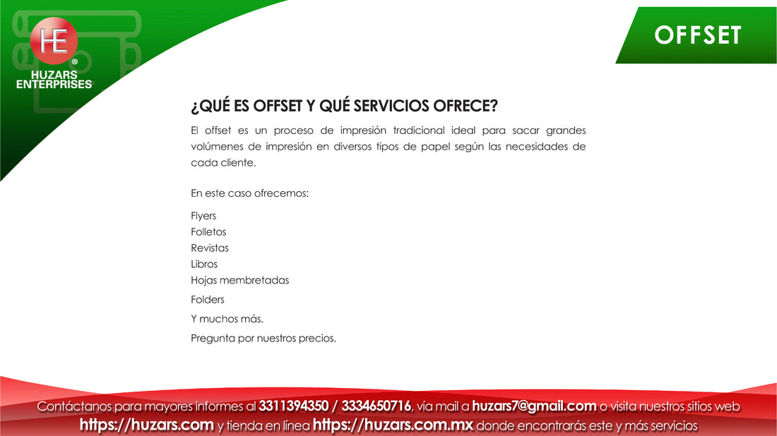 1. Servicios y productos de Offset