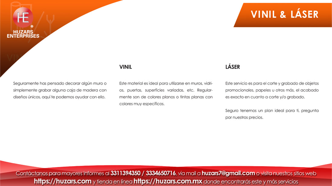 8. Servicios y productos en Vinil & Láser