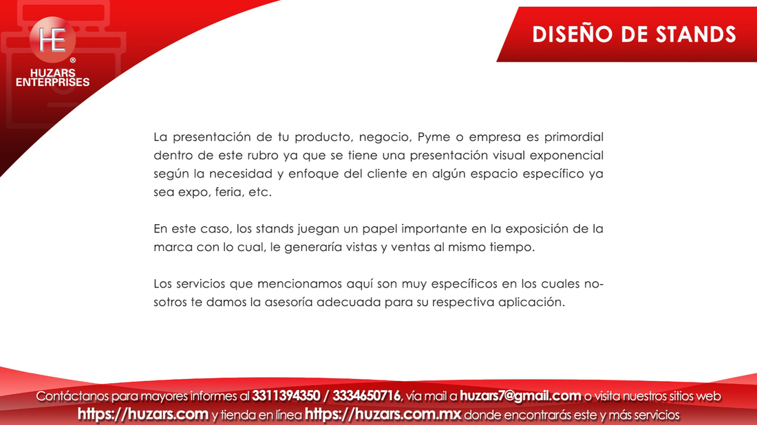 11. Servicios y productos de Diseño de Stands