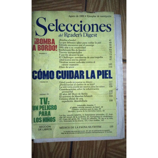 Revista Selecciones Readers Digest Agosto 1986