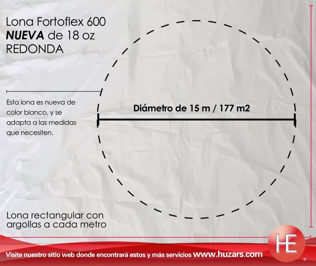 Lonas Circulares De 15 M De Diámetro 177 M² Con Argollas espectaculares de anuncio